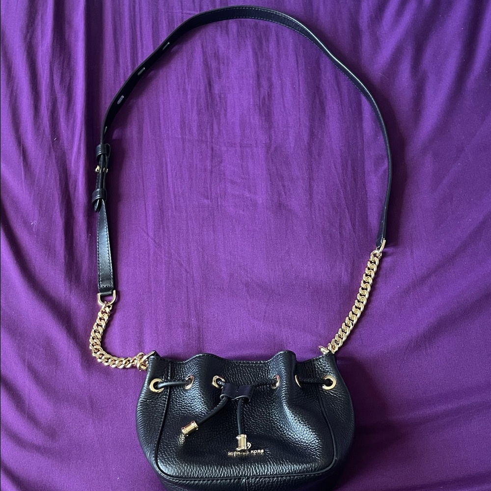 Michael Kors Phoebe Black Crossbody with Gold Accents